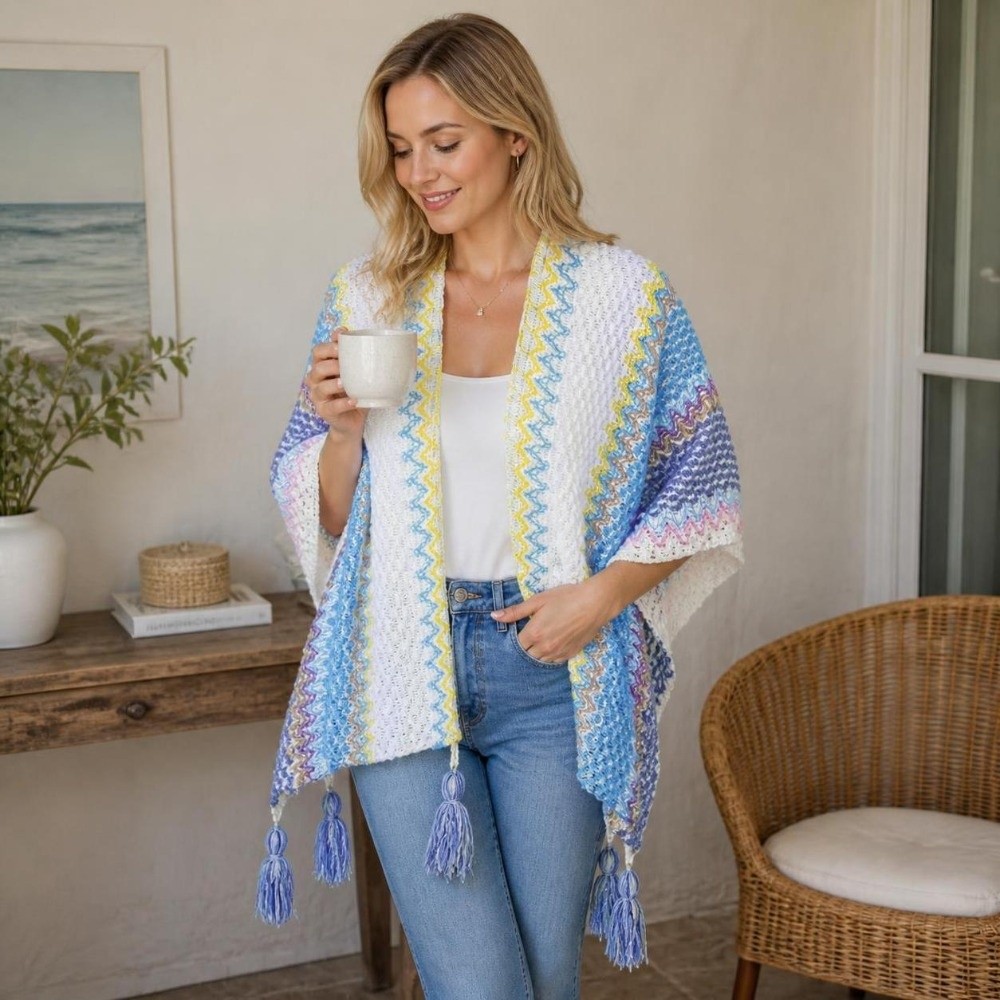 Retro Striped Pattern Knit Pon - Ethnic Fashion Wear 评论和价格