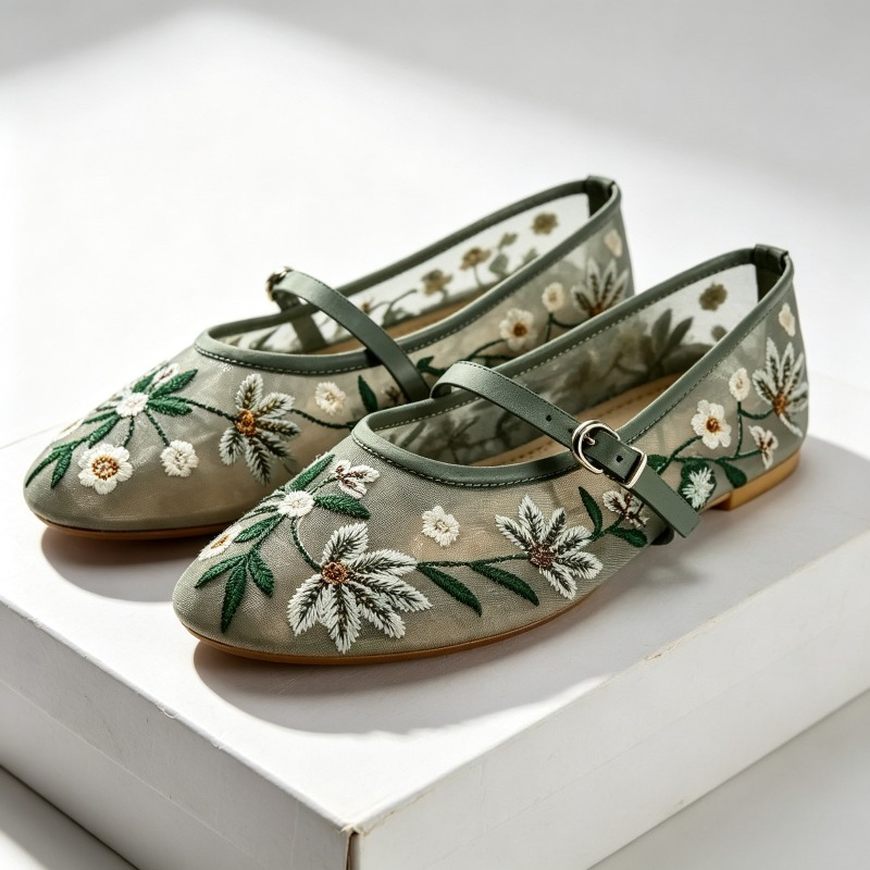 Mesh Embroidered Leisure Balle - Ethnic Fashion Brands 评论和价格