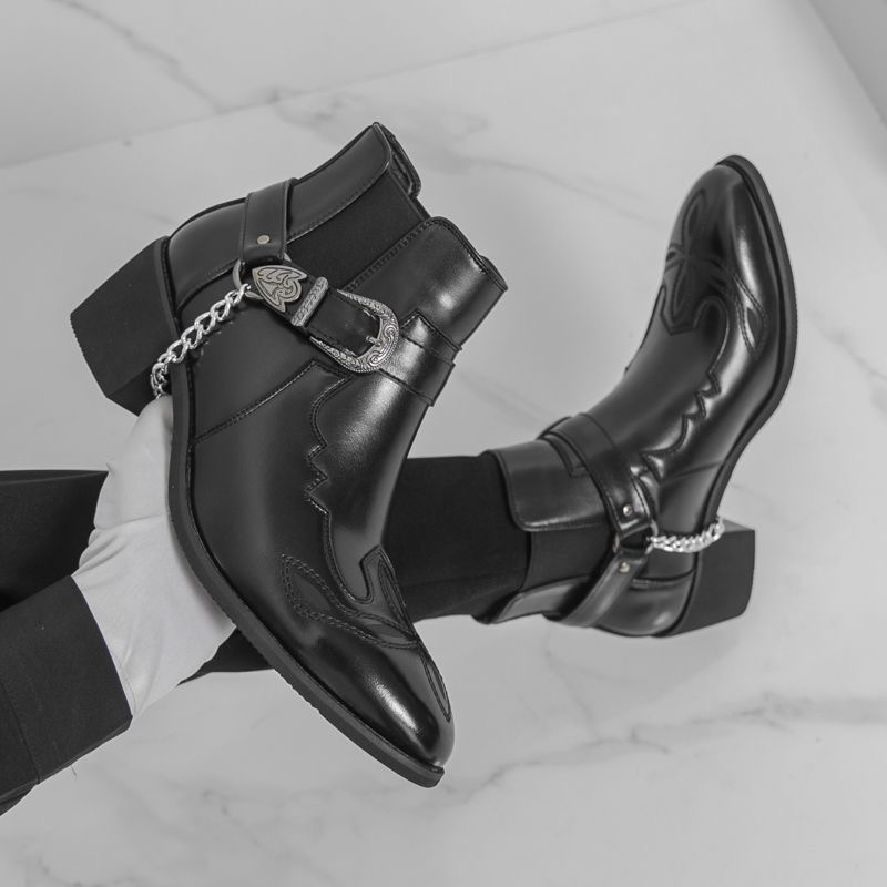 Men's Leather Boots British St - Ethnic Fashion Men 评论和价格