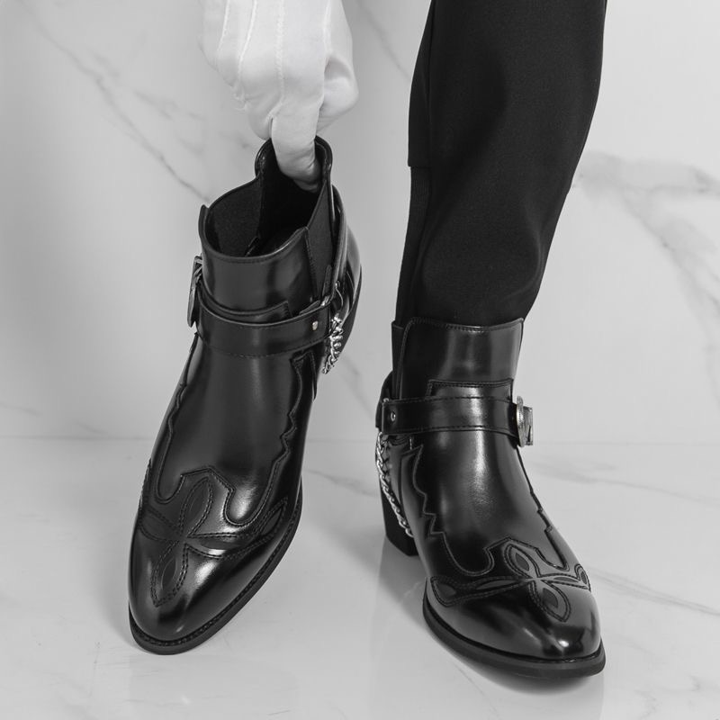 Men's Leather Boots British St - Ethnic Fashion Men 评论和价格