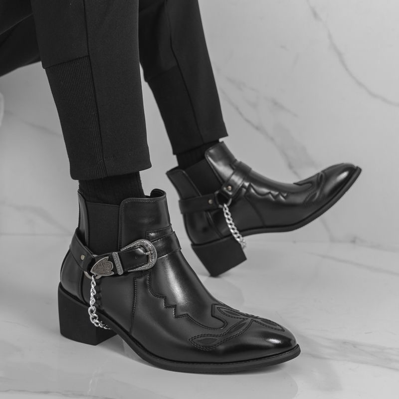 Men's Leather Boots British St - Ethnic Fashion Men 评论和价格