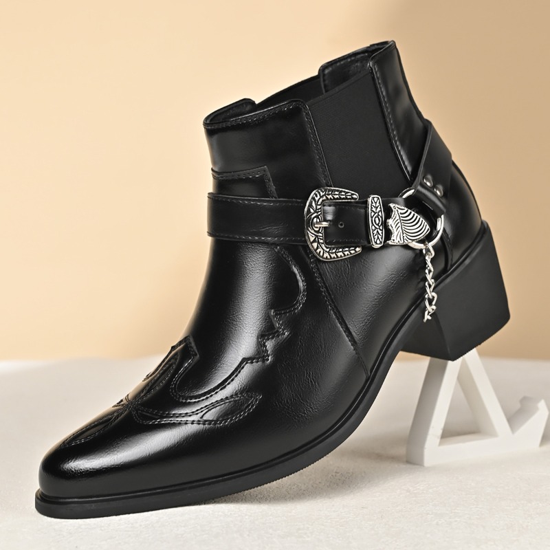 Men's Leather Boots British St - Ethnic Fashion Men 评论和价格