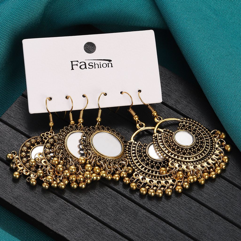 Vintage Gold Color Earrings Se - Ethnic Indian Fashion 评论和价格