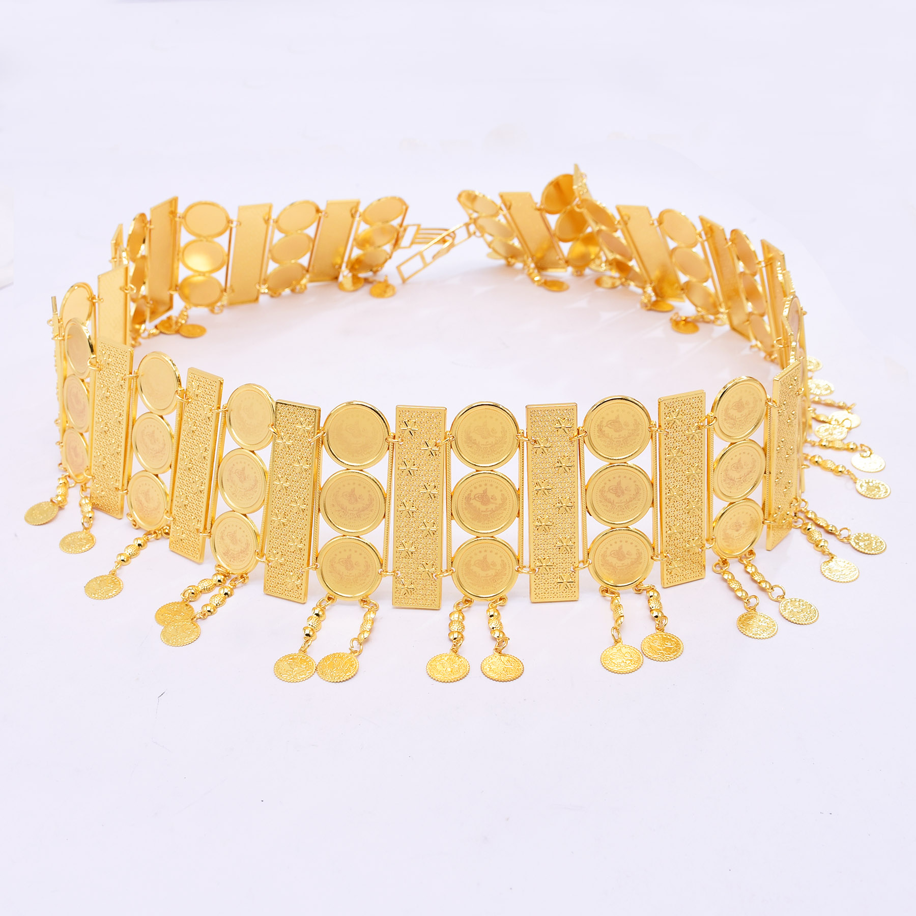 3-Row Wide Coin Tassel Belt Bo - Ethnic Indian Fashion 评论和价格